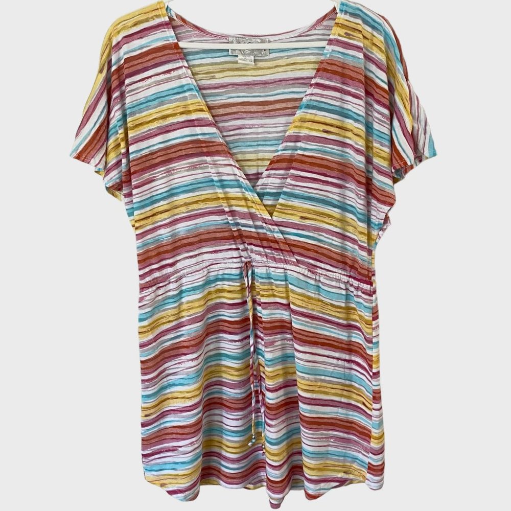 J.Valdi Beachwear Swimsuit Cover-Up Dress Womens Large Multicolor Striped Print